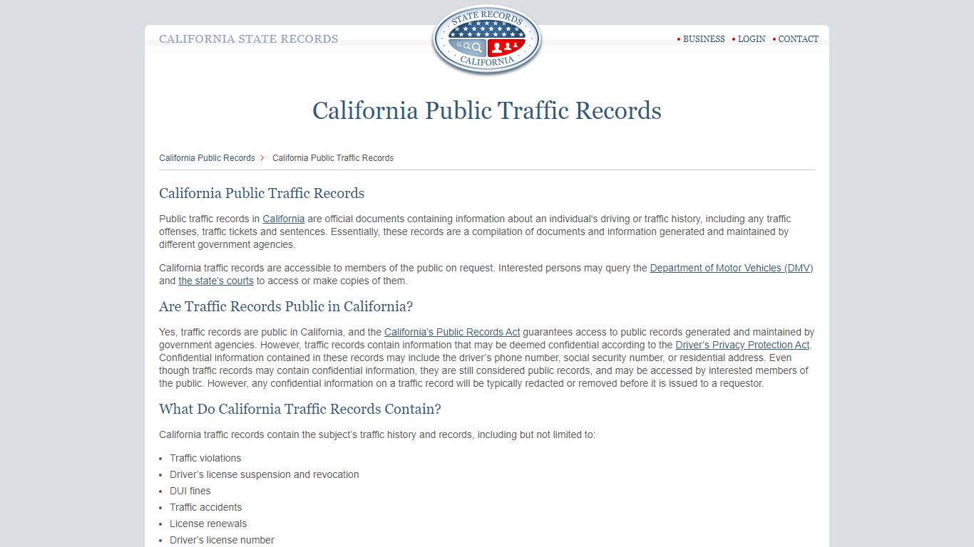 California Public Traffic Records | StateRecords.org